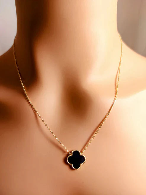 Black Leaf Clover Pendant