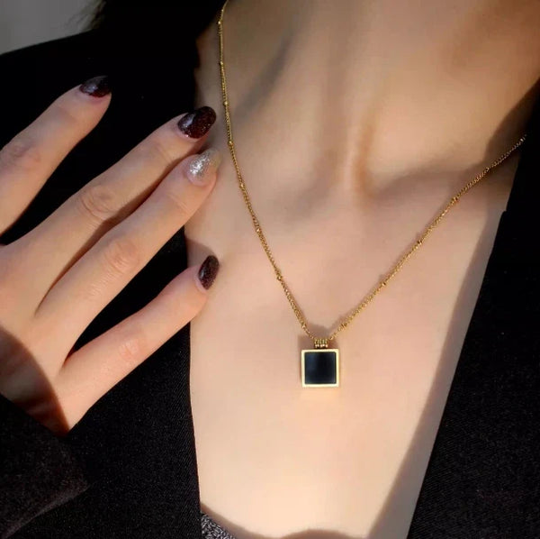 Square Pendant Gold Necklace