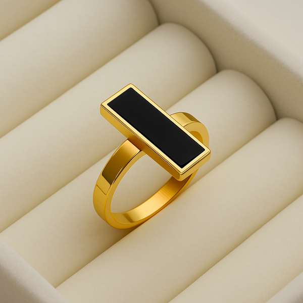 Gold Black Coral Ring
