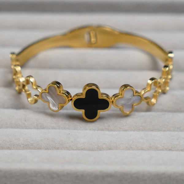 Black and White Clover Bangle