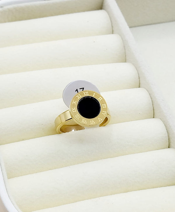 Roman Numeral Black Enamel Ring